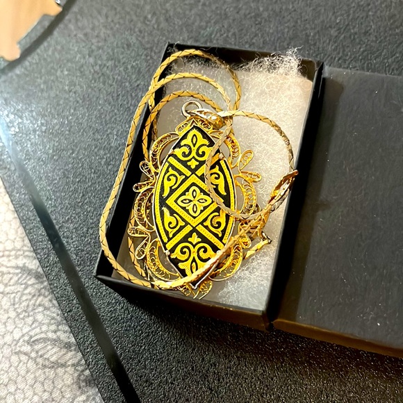 Vintage beautiful long chain necklace with pendant. Chain with clasp.gold filled - Picture 9 of 9